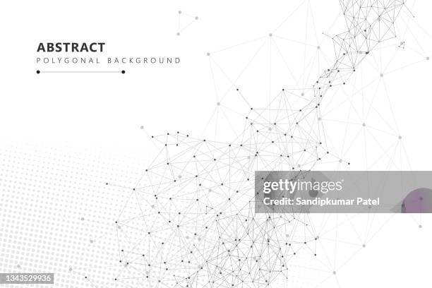 ドットと線を接続する抽象的な神経叢の背景。グローバル ネットワーク接続 - ローポリモデリング点のイラスト素材／クリップアート素材／マンガ素材／アイコン素材