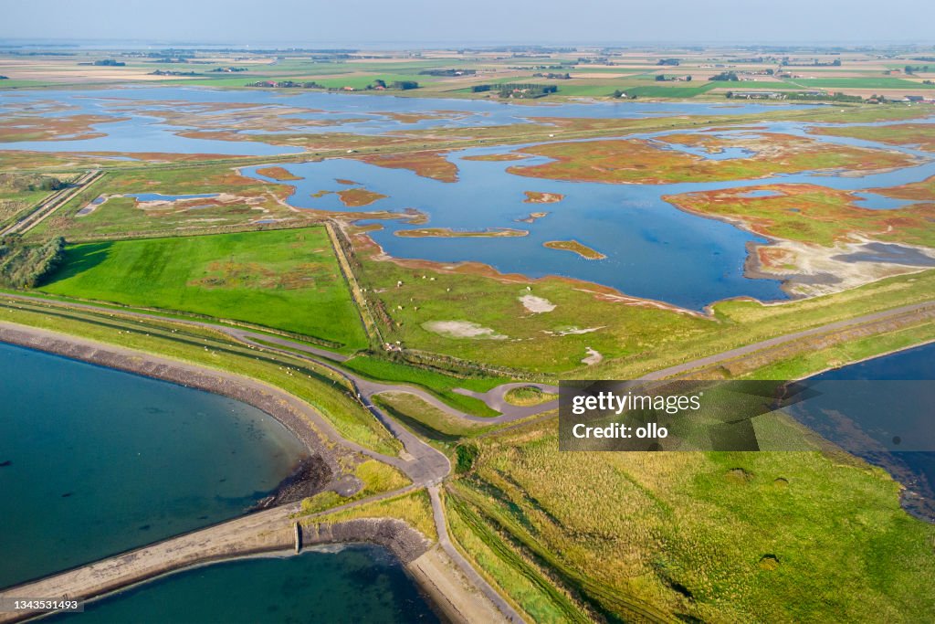 Salt marsh and coastline - aerial view