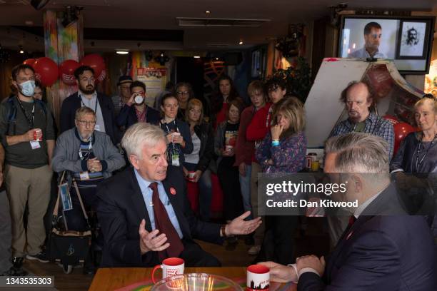 Barry Gardiner, Labour MP for Brent North and John McDonnell, the Labour MP for Hayes and Harlington take part in a Q&A session with delegates during...