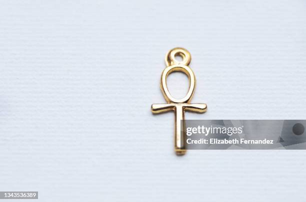 egyptian ankh cross or key of life on white background - ankh stock pictures, royalty-free photos & images