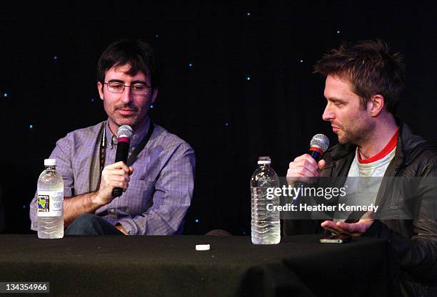 Comedians John Oliver and Chris Hardwick speak at the 2011 SXSW Music, Film + Interactive Festival The Nerdist With Chris Hardwick - Live Podcast...