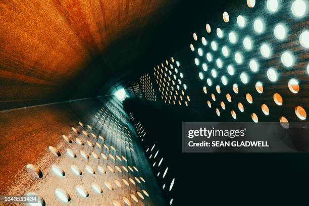 abstract metal tunnel - steel frame stock pictures, royalty-free photos & images