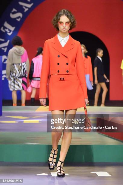 Model walks the runway during the Dior Womenswear Spring/Summer 2022 show as part of Paris Fashion Week on September 28, 2021 in Paris, France.