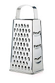 Metal grater with four different sides on white background