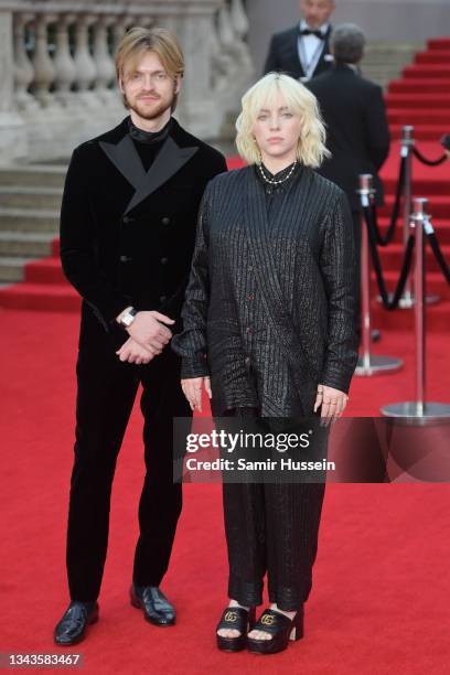 Finneas O'Connell and Billie Eilish attend the "No Time To Die" World Premiere at Royal Albert Hall on September 28, 2021 in London, England.