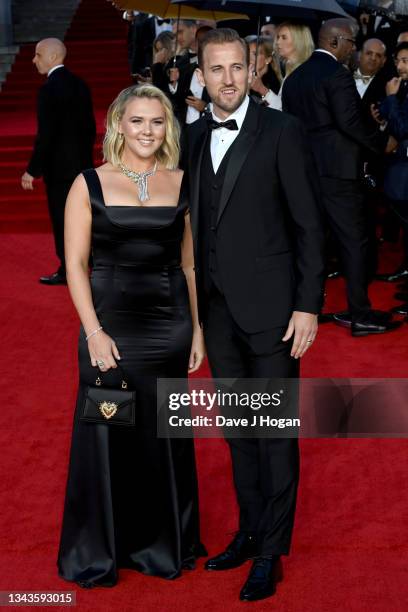 Katie Goodland and Harry Kane attend the "No Time To Die" World Premiere at Royal Albert Hall on September 28, 2021 in London, England.