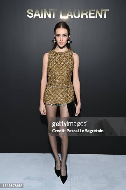 Talia Ryder attends the Saint Laurent Womenswear Spring/Summer 2022 show as part of Paris Fashion Week on September 28, 2021 in Paris, France.