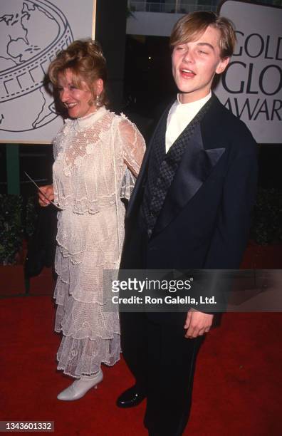 View of Irmelin DiCaprio and her son, American actor Leonardo DiCaprio, as they attend the 51st Annual Golden Globe Awards the Beverly Hilton Hotel,...