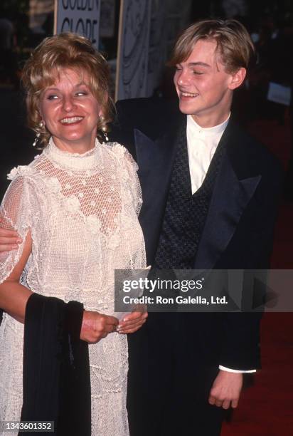 View of Irmelin DiCaprio and her son, American actor Leonardo DiCaprio, as they attend the 51st Annual Golden Globe Awards the Beverly Hilton Hotel,...