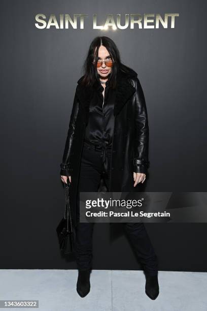 Beatrice Dalle attends the Saint Laurent Womenswear Spring/Summer 2022 show as part of Paris Fashion Week on September 28, 2021 in Paris, France.