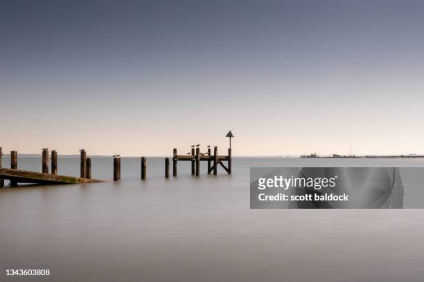 jetty pier - southend pier stock pictures, royalty-free photos & images