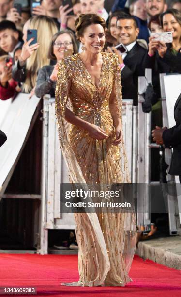 Catherine, Duchess of Cambridge attends the "No Time To Die" World Premiere at Royal Albert Hall on September 28, 2021 in London, England.