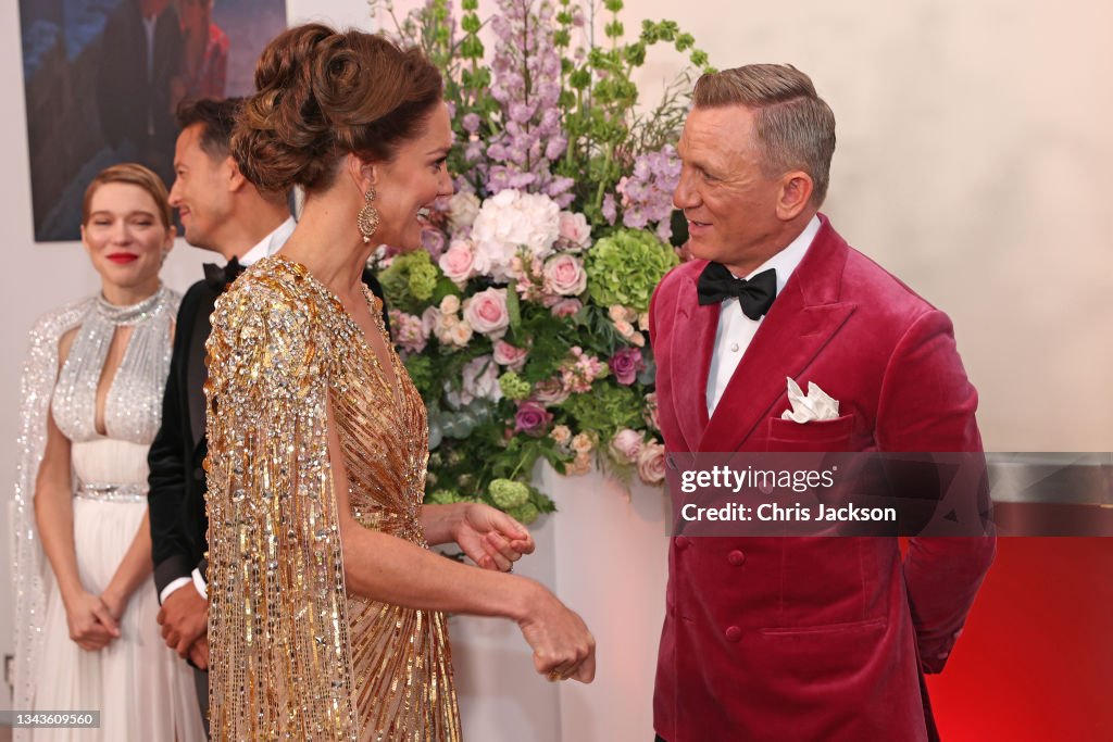 The Prince Of Wales And The Duchess of Cornwall, And The Duke And The Duchess Of Cambridge Attend The World Premiere Of “No Time to Die”