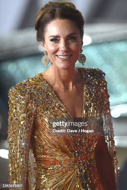 Catherine, Duchess of Cambridge attends the "No Time To Die" World Premiere at Royal Albert Hall on September 28, 2021 in London, England.