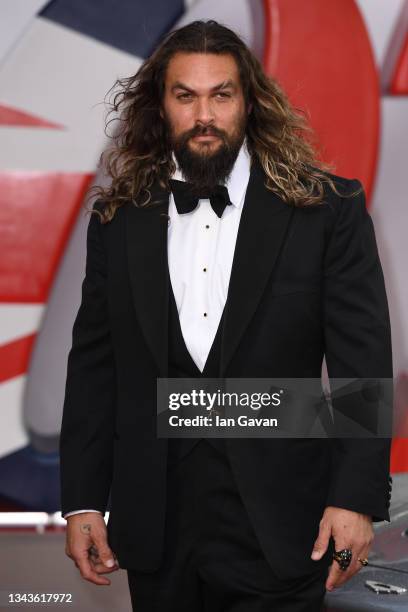 Jason Momoa attends the World Premiere of "NO TIME TO DIE" at the Royal Albert Hall on September 28, 2021 in London, England.