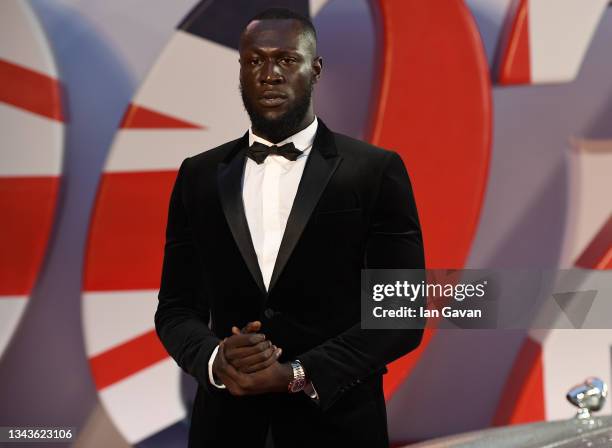 Stormzy at the World Premiere of "NO TIME TO DIE" at the Royal Albert Hall on September 28, 2021 in London, England.