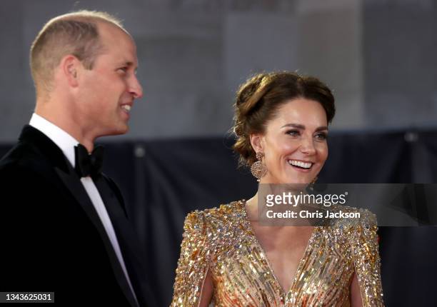 Catherine, Duchess of Cambridge attends the "No Time To Die" World Premiere at Royal Albert Hall on September 28, 2021 in London, England.