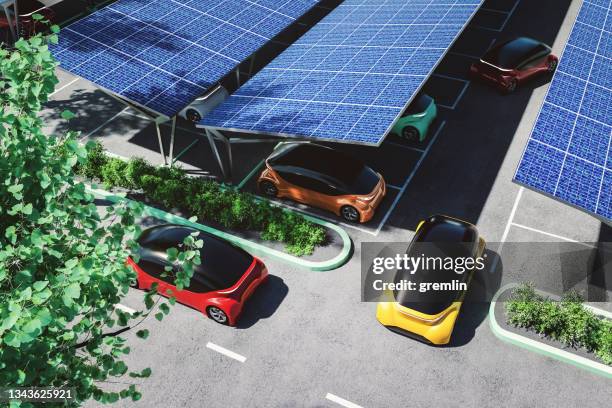 carros conceito elétrico autônomo futurista genérico - parking space - fotografias e filmes do acervo