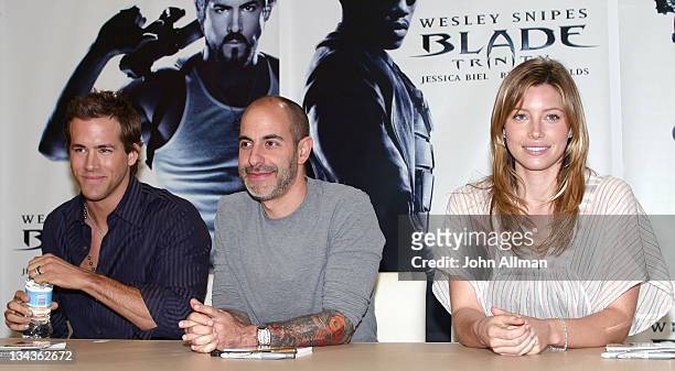 Ryan Reynolds, David Goyer, writer/director, and Jessica Biel