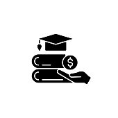 Tuition reimbursement black glyph icon