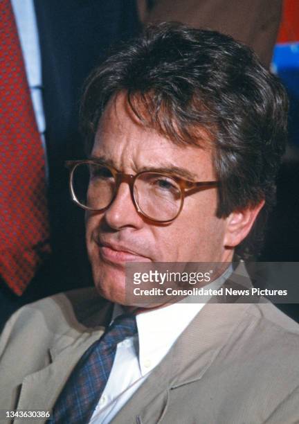 American actor and activist Warren Beatty attends the 1984 Democratic National Convention at the Moscone Center, San Francisco, California, July 16,...