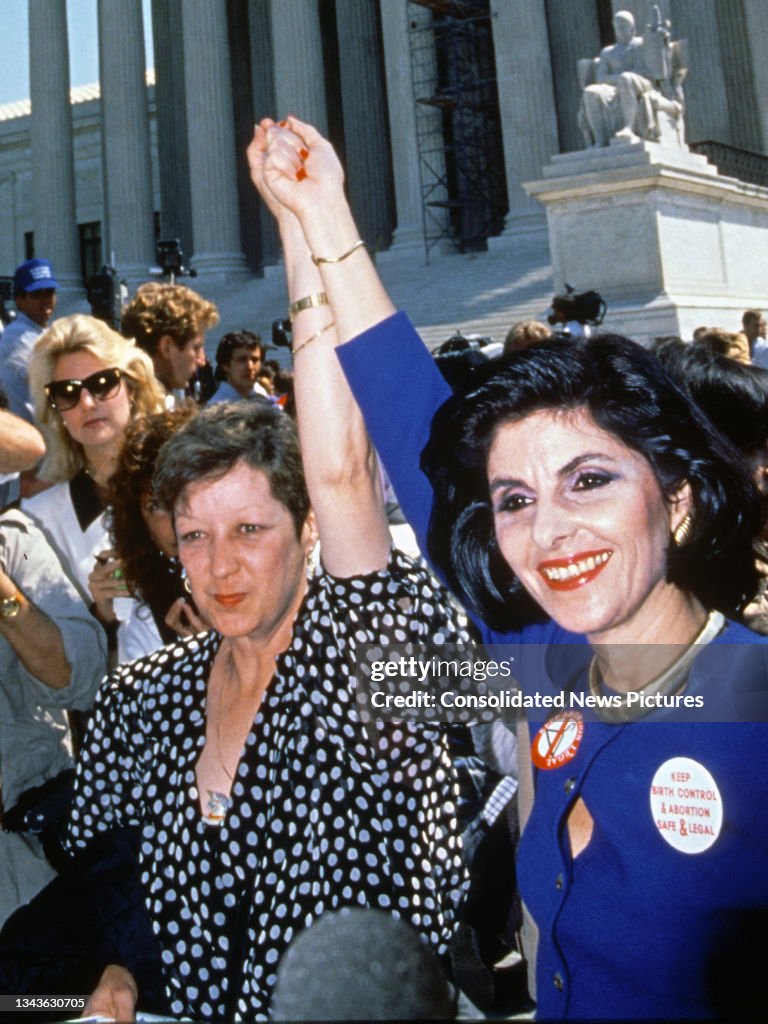 McCorvey & Allred Attend A Rally At The US Supreme Court