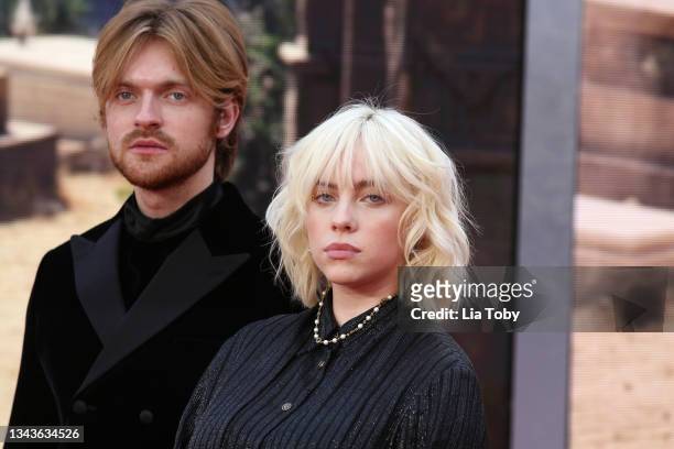 Finneas O'Connell and Billie Eilish attend the "No Time To Die" World Premiere at Royal Albert Hall on September 28, 2021 in London, England.
