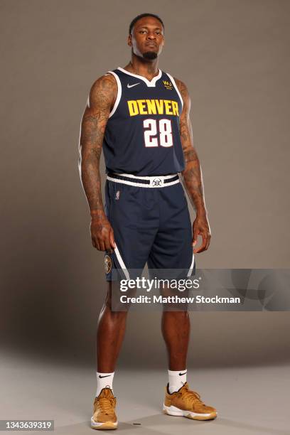 Tarik Black of the Denver Nuggets poses for a portrait during Media Day at Ball Arena on September 27, 2021 in Denver, Colorado.