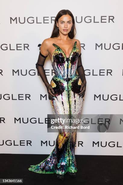 Model Irina Shayk attends the "Thierry Mugler : Couturissime" Photocall as part of Paris Fashion Week at Musee Des Arts Decoratifs on September 28,...