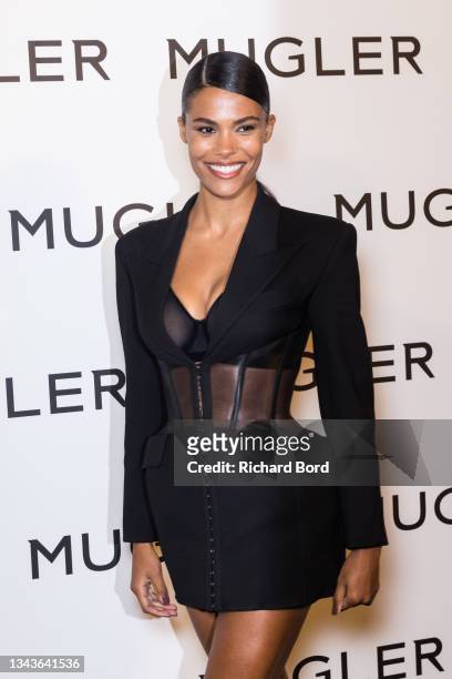 Model Tina Kunakey attends the "Thierry Mugler : Couturissime" Photocall as part of Paris Fashion Week at Musee Des Arts Decoratifs on September 28,...