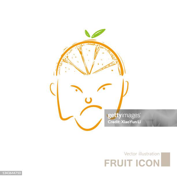 ilustraciones, imágenes clip art, dibujos animados e iconos de stock de icono naranja dibujado vectorialmente. - rabieta
