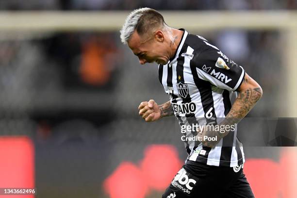 Eduardo Vargas of Atletico Mineiro celebrates after scoring the first goal of his team during a semi final second leg match between Atletico Mineiro...