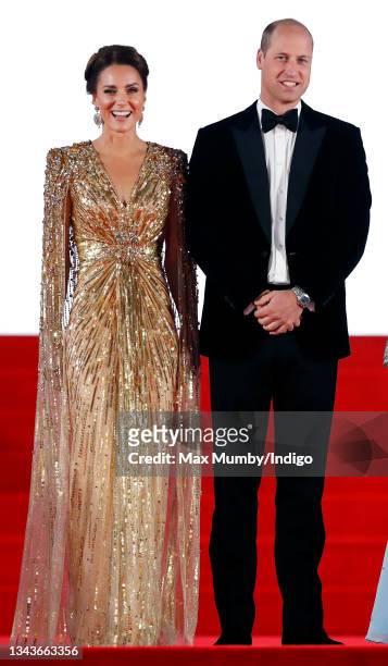 Catherine, Duchess of Cambridge and Prince William, Duke of Cambridge attend the "No Time To Die" World Premiere at the Royal Albert Hall on...