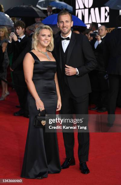 Harry Kane and Katie Goodland attend the "No Time To Die" World Premiere at Royal Albert Hall on September 28, 2021 in London, England.