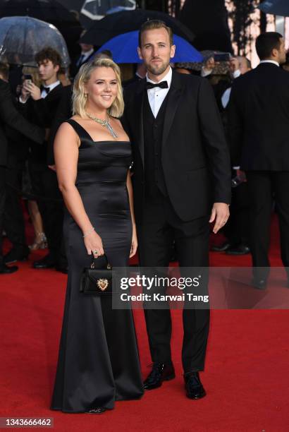 Harry Kane and Katie Goodland attend the "No Time To Die" World Premiere at Royal Albert Hall on September 28, 2021 in London, England.