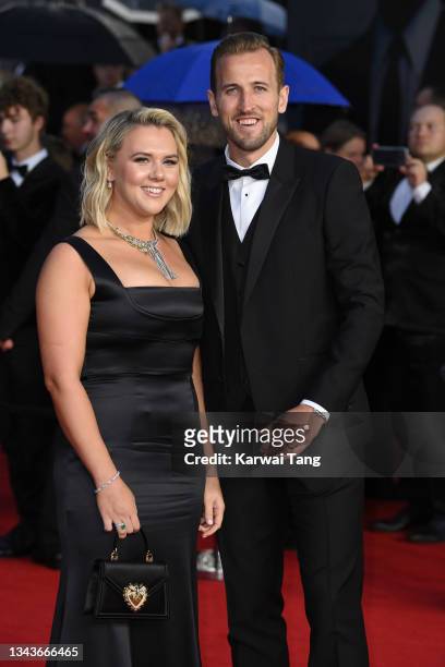Harry Kane and Katie Goodland attend the "No Time To Die" World Premiere at Royal Albert Hall on September 28, 2021 in London, England.