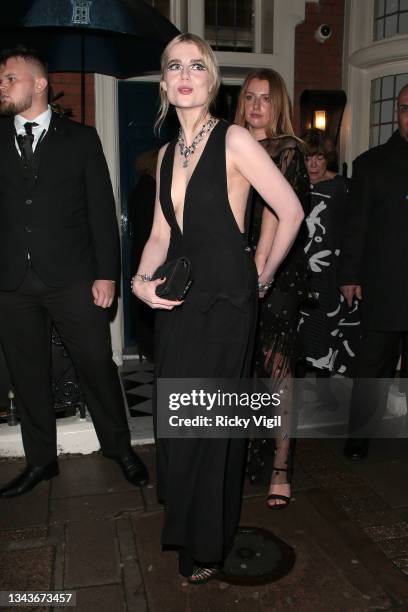 Lucy Boynton seen attending Bond: No Time To Die - world film premiere after parties on September 28, 2021 in London, England.