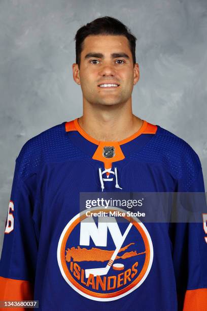 Andy Andreoff of the New York Islanders poses for his official headshot for the 2021-2022 season on September 22, 2021 at the Northwell Health Ice...