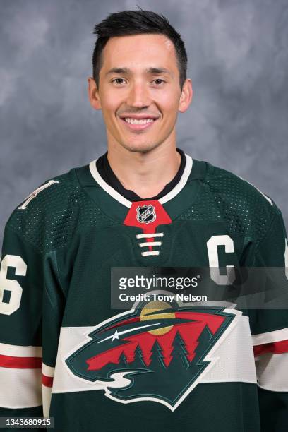 Jared Spurgeon of the Minnesota Wild poses for his official headshot for the 2021-2022 season on September 22, 2021 at the Tria Practice Rink in St....