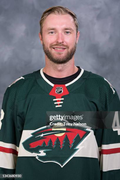 Keaton Thompson of the Minnesota Wild poses for his official headshot for the 2021-2022 season on September 22, 2021 at the Tria Practice Rink in St....