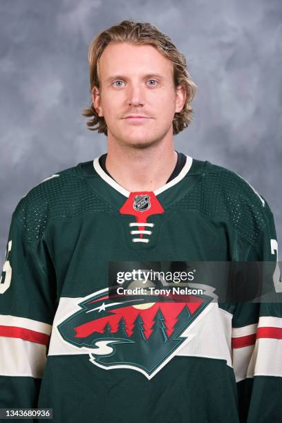 Jonas Brodin of the Minnesota Wild poses for his official headshot for the 2021-2022 season on September 22, 2021 at the Tria Practice Rink in St....