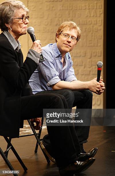 Friends in Deed co-founder Cynthia O'Neal and actor Anthony Rapp participate in the Tuesday Talkout: "Friends in Deed, AIDS and the RENT Connection"...