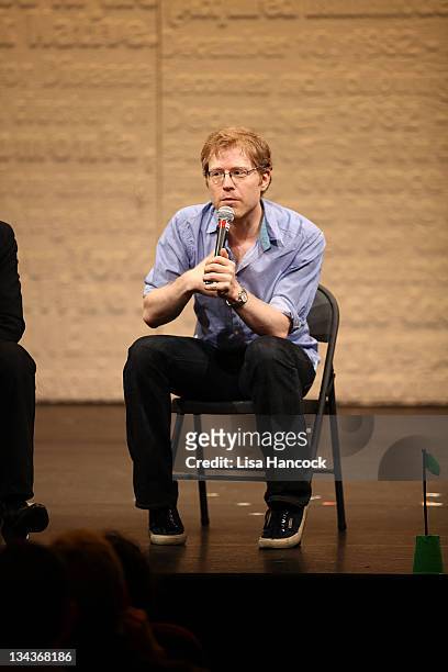 Actor Anthony Rapp participates in the Tuesday Talkout: "Friends in Deed, AIDS and the RENT Connection" at the Golden Theatre on May 17, 2011 in New...