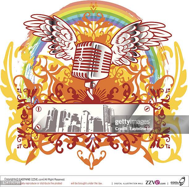 musical design with microphone - microphone studio shot stock illustrations