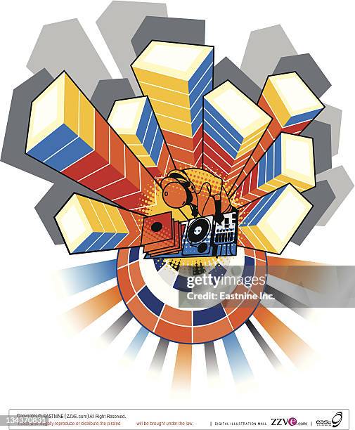 pumping music - man dancing alone stock illustrations