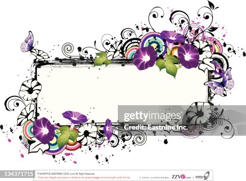 Rectangular frame with morning glory flower Rectangular frame with morning glory flower