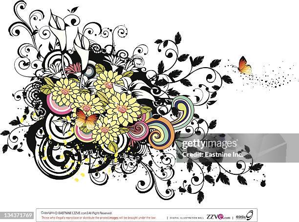 Yellow Spring Design Yellow Spring Flowers With Design Element High-Res Vector Graphic ...
