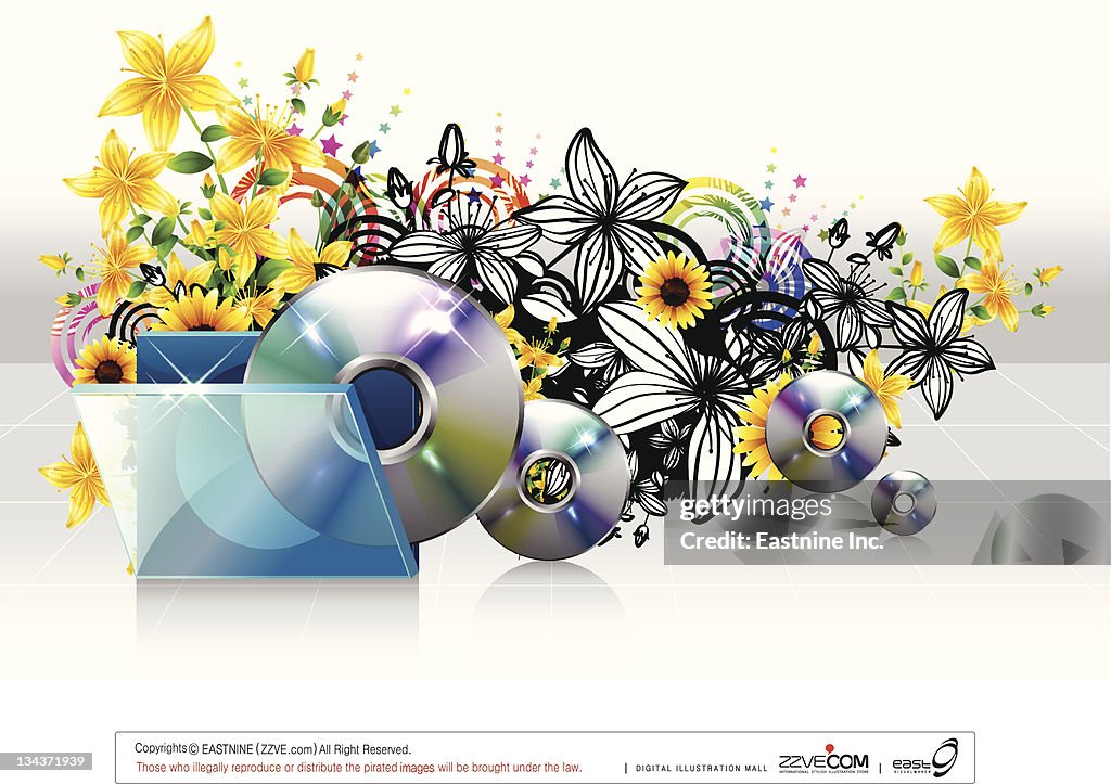 Compact disc and case with flora design