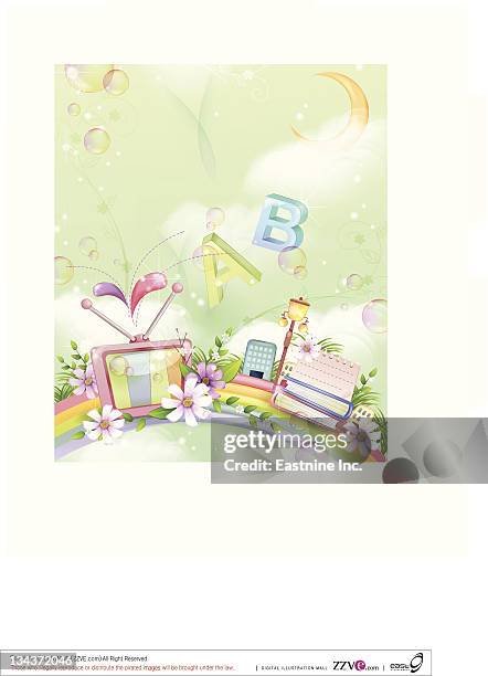 ilustraciones, imágenes clip art, dibujos animados e iconos de stock de education elements - letra a con flores vector a