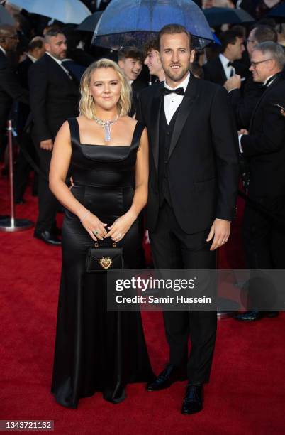 Harry Kane and Katie Goodland attend the "No Time To Die" World Premiere at Royal Albert Hall on September 28, 2021 in London, England.